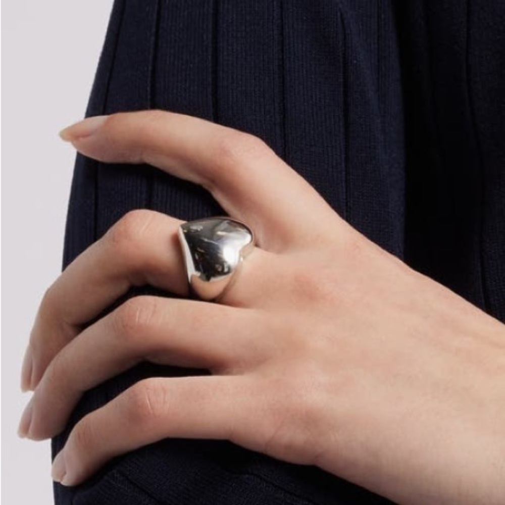 Nordstrom Silver Sculptural Heart Statement Cocktail Ring::NWT::